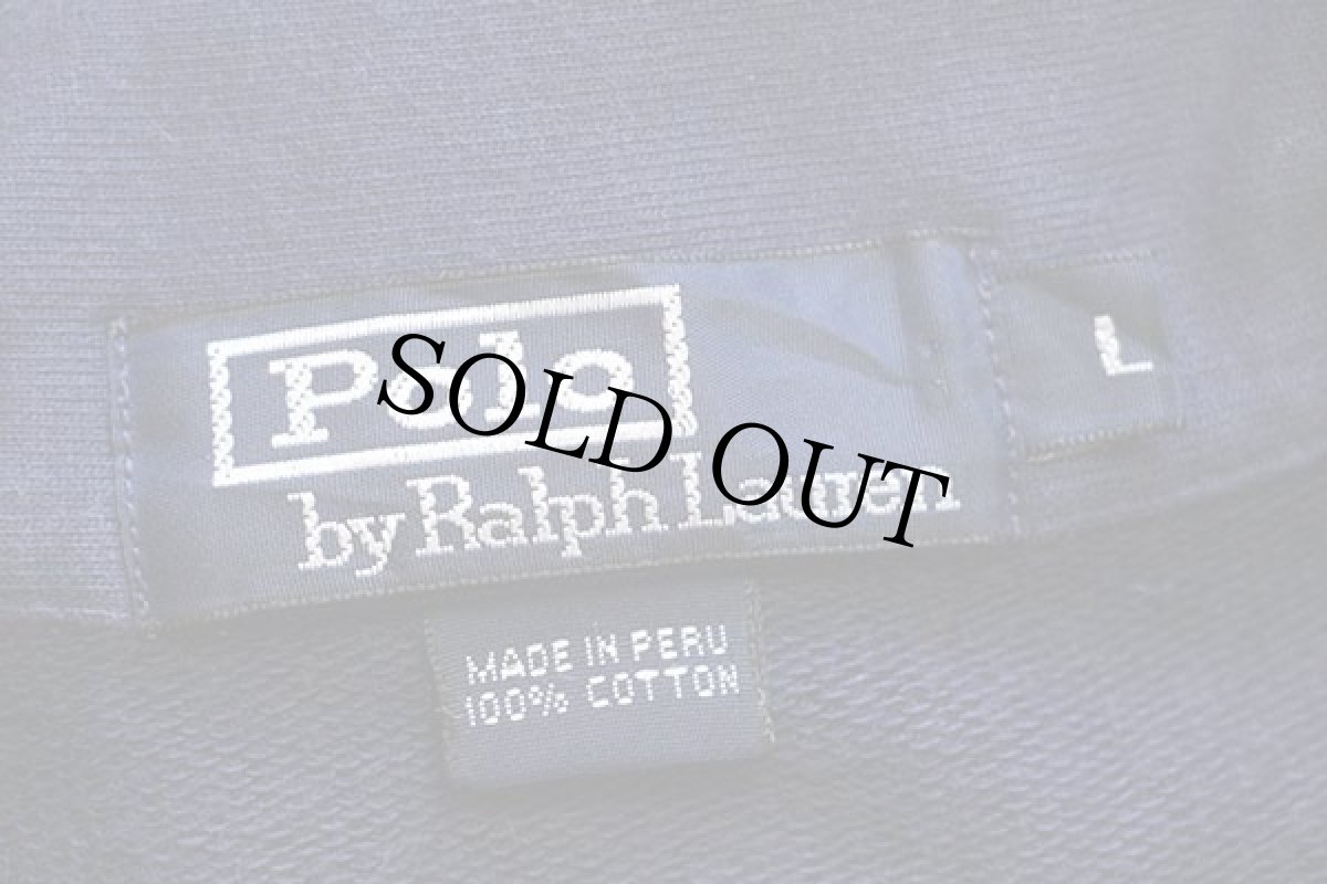 画像4: 90s ポロ ラルフローレン P ハーフジップ コットン スウェット 紺 L (4)