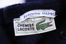 画像4: 70s フランス製 CHEMISE LACOSTE ラコステ ワンポイント ウールニット カーディガン 紺 46 (4)
