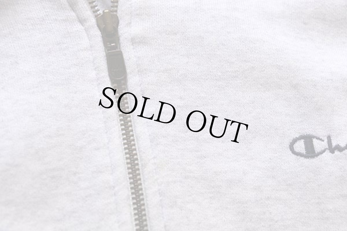 画像5: 90s Championチャンピオン スクリプト ロゴ刺繍&テープ スウェット ジップパーカー 杢ライトグレー M (5)