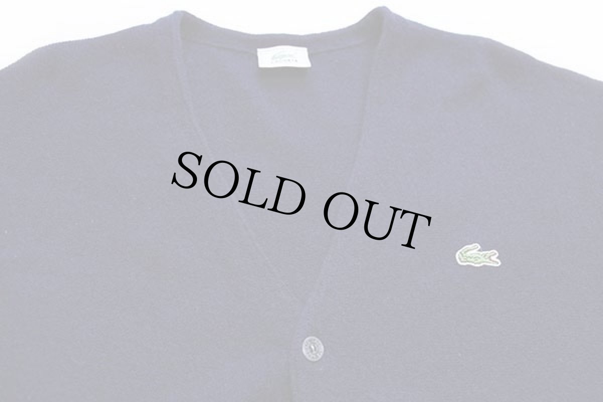 画像3: 90s LACOSTEラコステ ワンポイント ウールニット カーディガン 紺 7 (3)