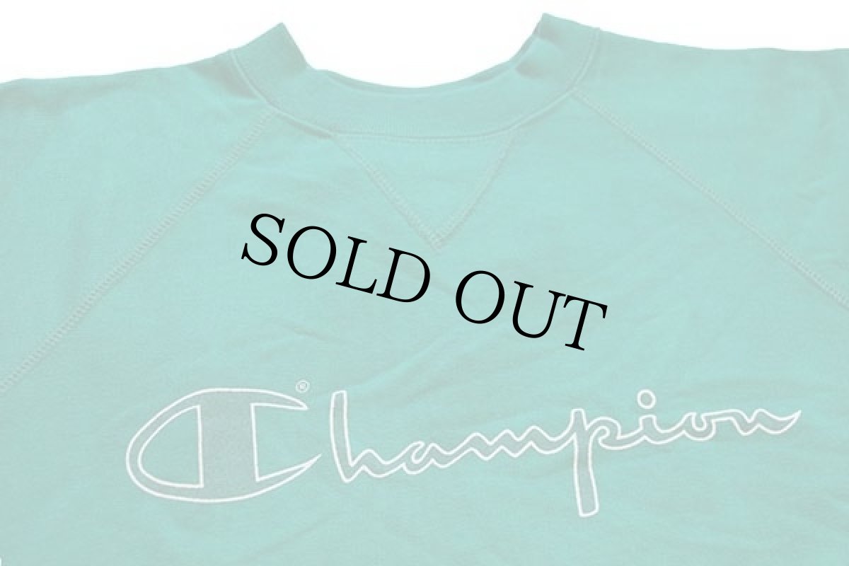 画像3: デッドストック★80s イタリア製 Championチャンピオン スクリプト ビッグロゴ 前V スウェット 緑 L (3)