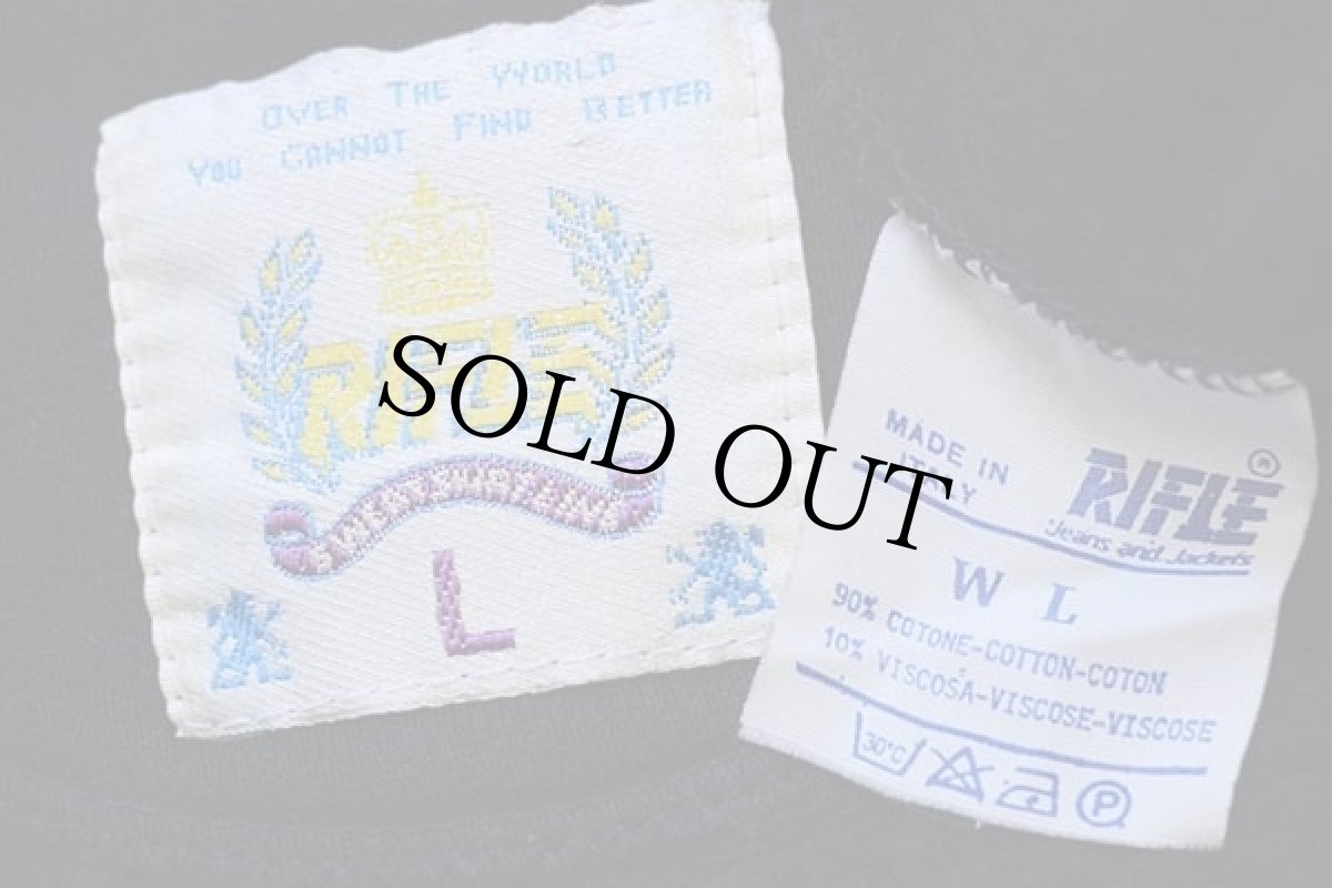 画像4: 90s イタリア製 RIFLE ワンポイント スウェット カーディガン 濃紺 L (4)