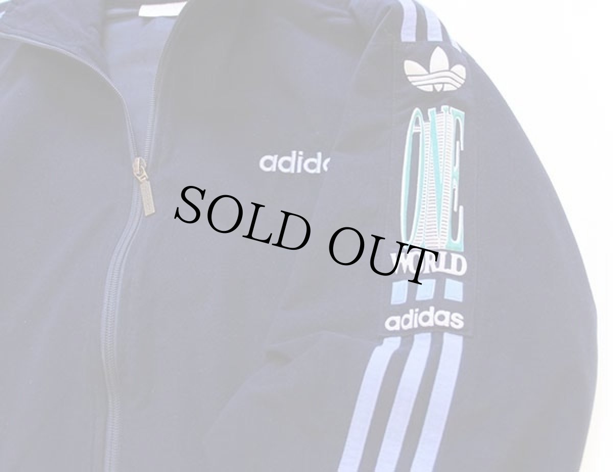 画像4: 90s スペイン製 adidasアディダス ONE WORLD ロゴ ハイネック トラックジャケット 紺 168★ジャージ (4)