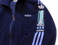 画像4: 90s スペイン製 adidasアディダス ONE WORLD ロゴ ハイネック トラックジャケット 紺 168★ジャージ (4)