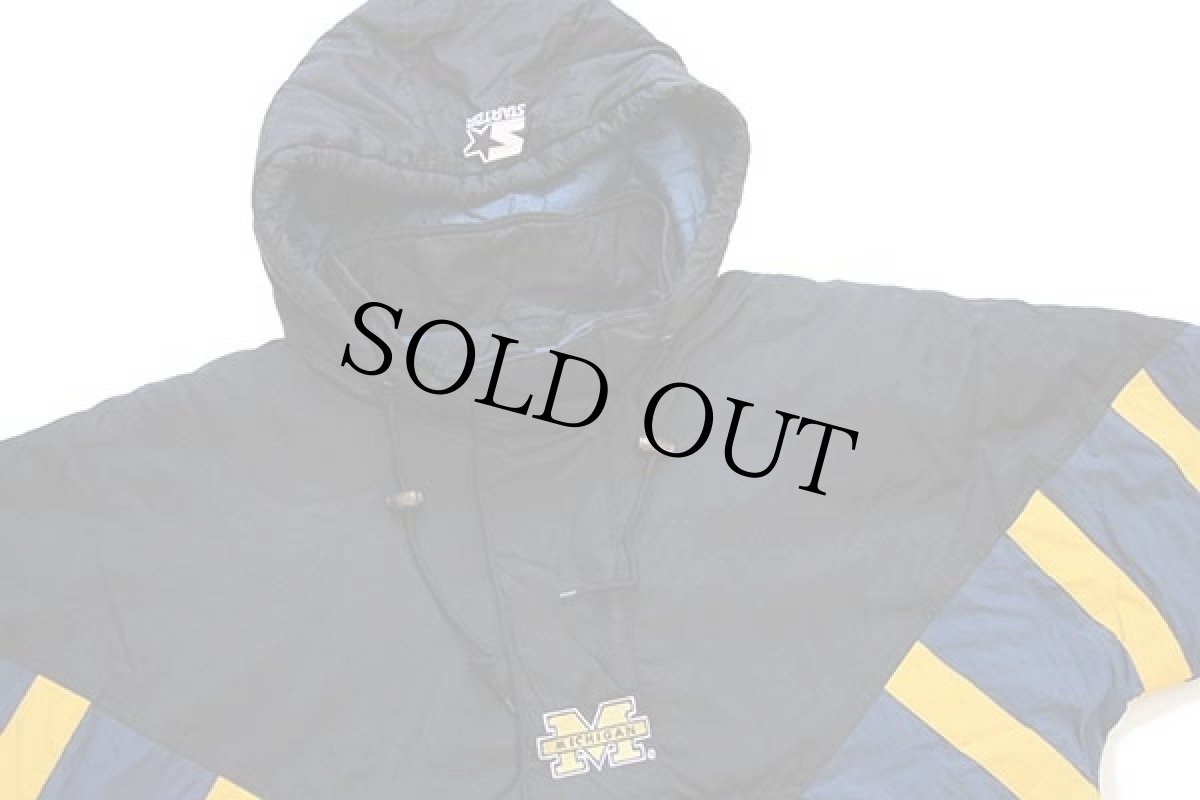 画像3: 90s STARTERスターター MICHIGAN 刺繍 プルオーバー 中綿入り ナイロンパーカー 黒 L (3)