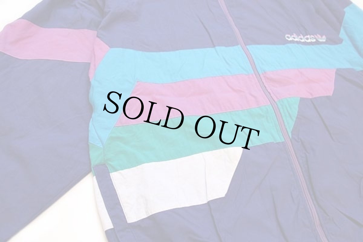 画像6: 90s adidasアディダス トレフォイル ロゴ刺繍 マルチカラー Tactel ナイロンジャケット L (6)