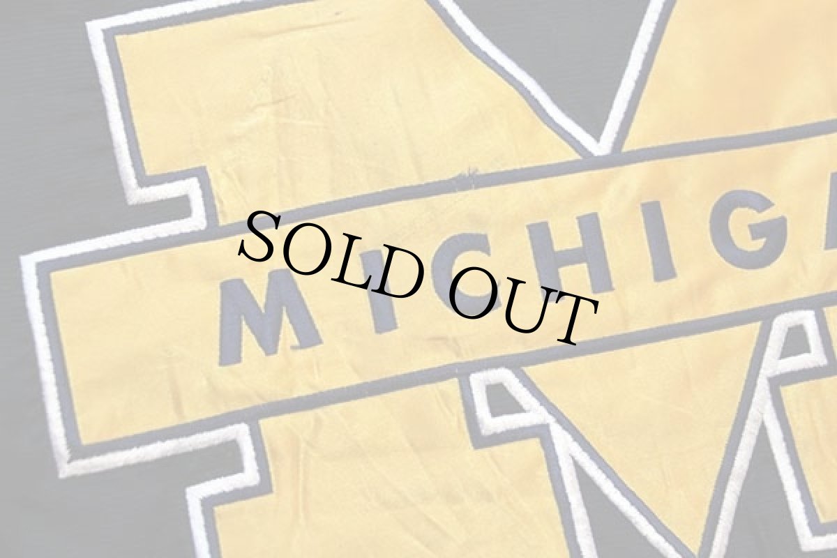 画像6: 90s STARTERスターター MICHIGAN 刺繍 プルオーバー 中綿入り ナイロンパーカー 黒 L (6)