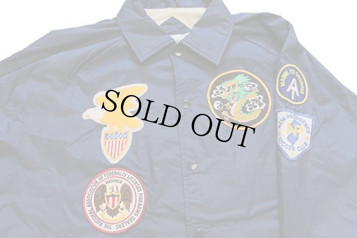 画像3: 90s ドラゴン イーグル サッカークラブ パッチ付き ナイロン コーチジャケット 紺 XL (3)