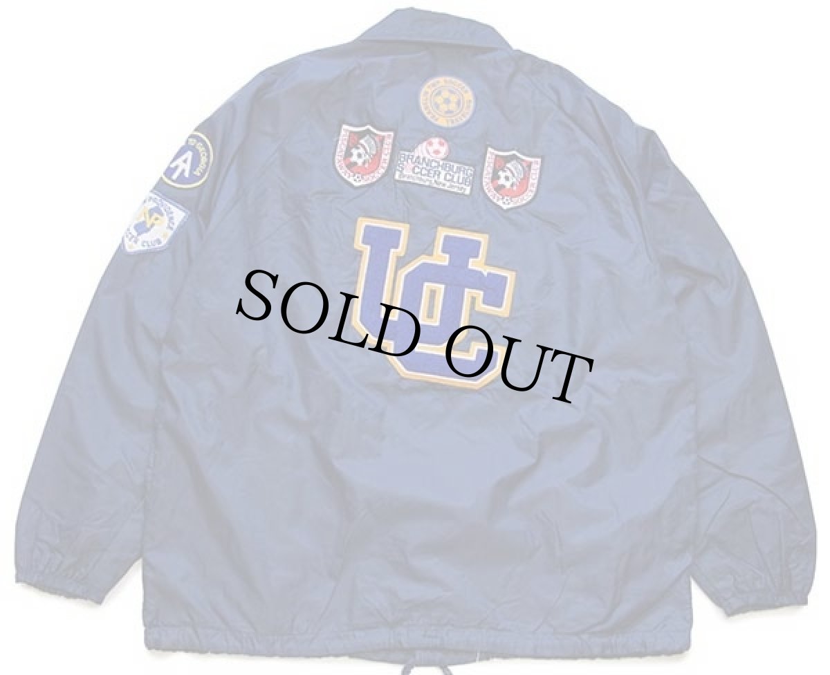 画像2: 90s ドラゴン イーグル サッカークラブ パッチ付き ナイロン コーチジャケット 紺 XL (2)