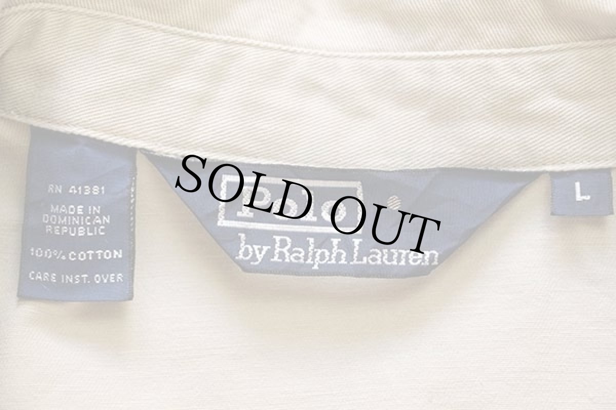 画像4: 90s ポロ ラルフローレン ワンポイント チンスト付き コットンジャケット カーキ L (4)