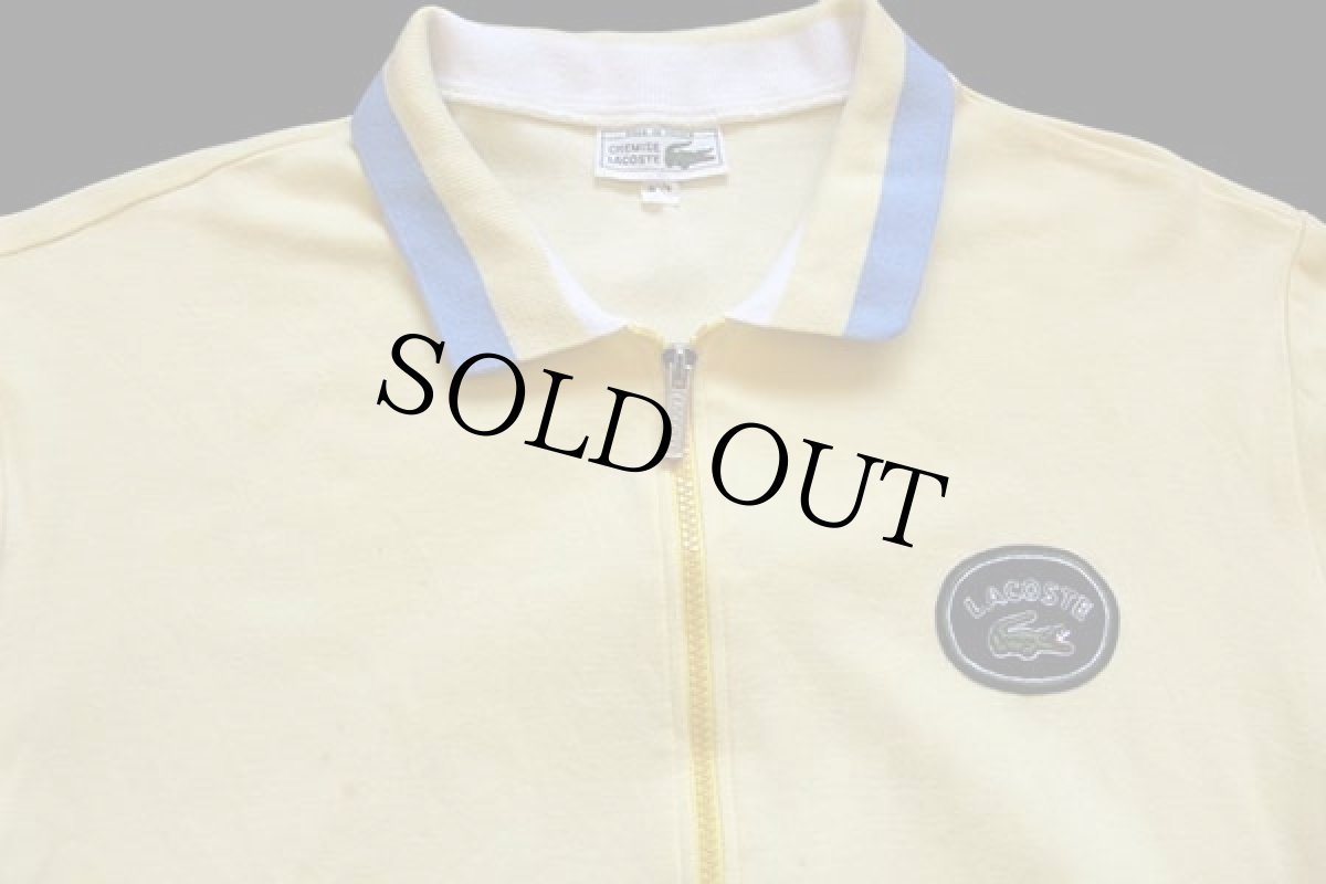 画像3: 70s フランス製 CHEMISE LACOSTE ラコステ フェルトパッチ付き フルジップ スウェット 薄黄 3 (3)