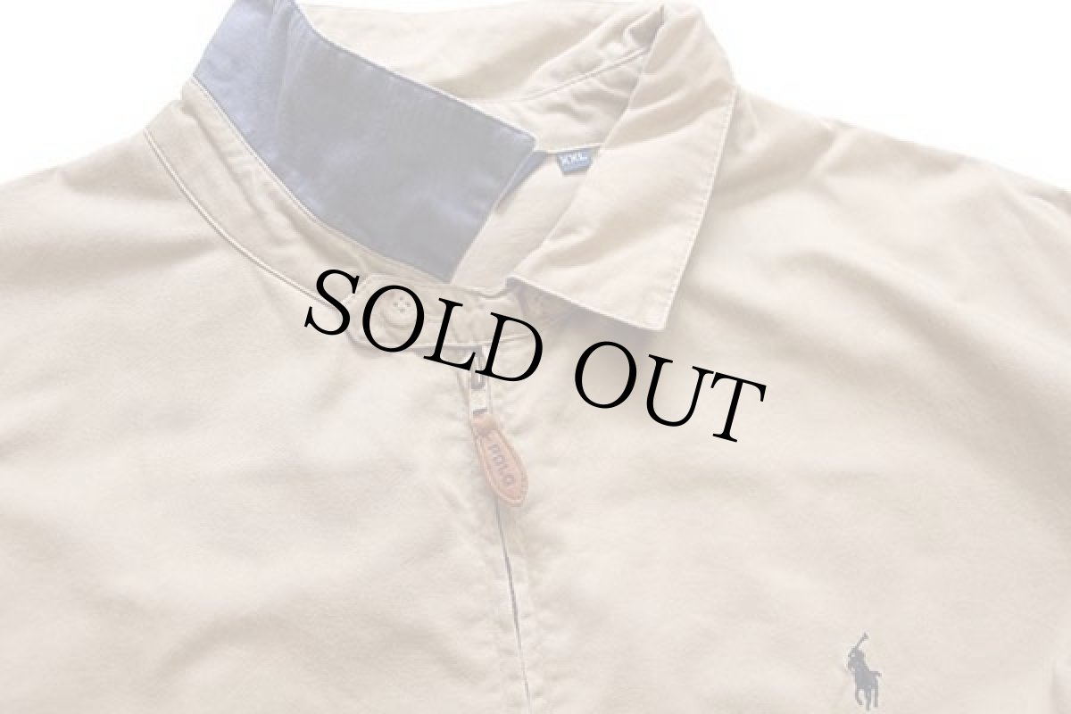 画像3: 90s ポルトガル製 ポロ ラルフローレン ワンポイント チンスト付き コットンジャケット カーキ XXL (3)