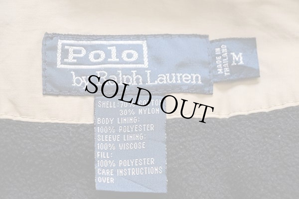 画像4: ポロ ラルフローレン ワンポイント フリースライナー 中綿入り コットン×ナイロン ジャケット カーキ M (4)