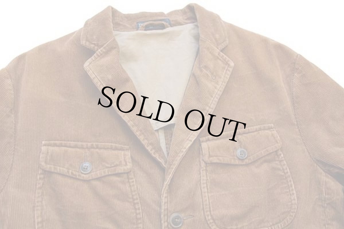 画像3: ポロ ラルフローレン 3つボタン エルボーパッチ付き コーデュロイ テーラードジャケット 茶 L (3)