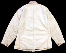画像2: 90s USA製 carharttカーハート ブランケットライナー ダック地 チョアコート カバーオール ボロ アイボリー (2)