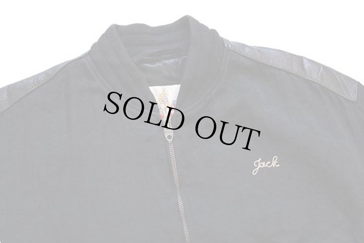 画像4: 80s フランス製 CHEVIGNON Bay Winds Chevignon Crystal Rock チェーン刺繍 レザー切り替え ナイロンジャケット 黒 M (4)