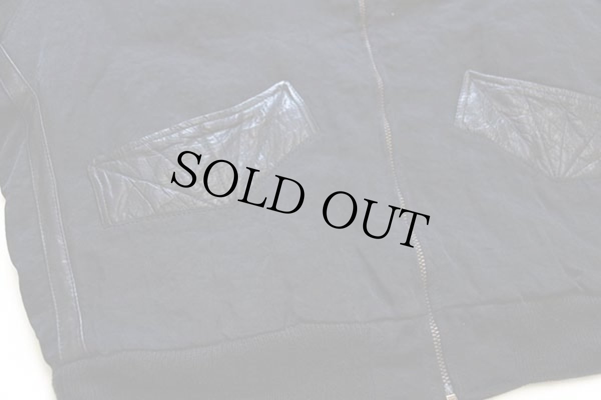 画像8: 80s フランス製 CHEVIGNON Bay Winds Chevignon Crystal Rock チェーン刺繍 レザー切り替え ナイロンジャケット 黒 M (8)