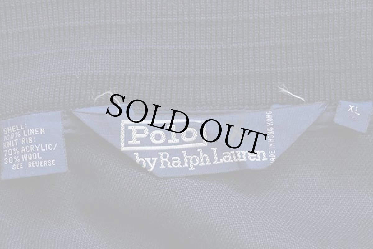 画像4: 90s ポロ ラルフローレン リネンジャケット 紺 XL (4)