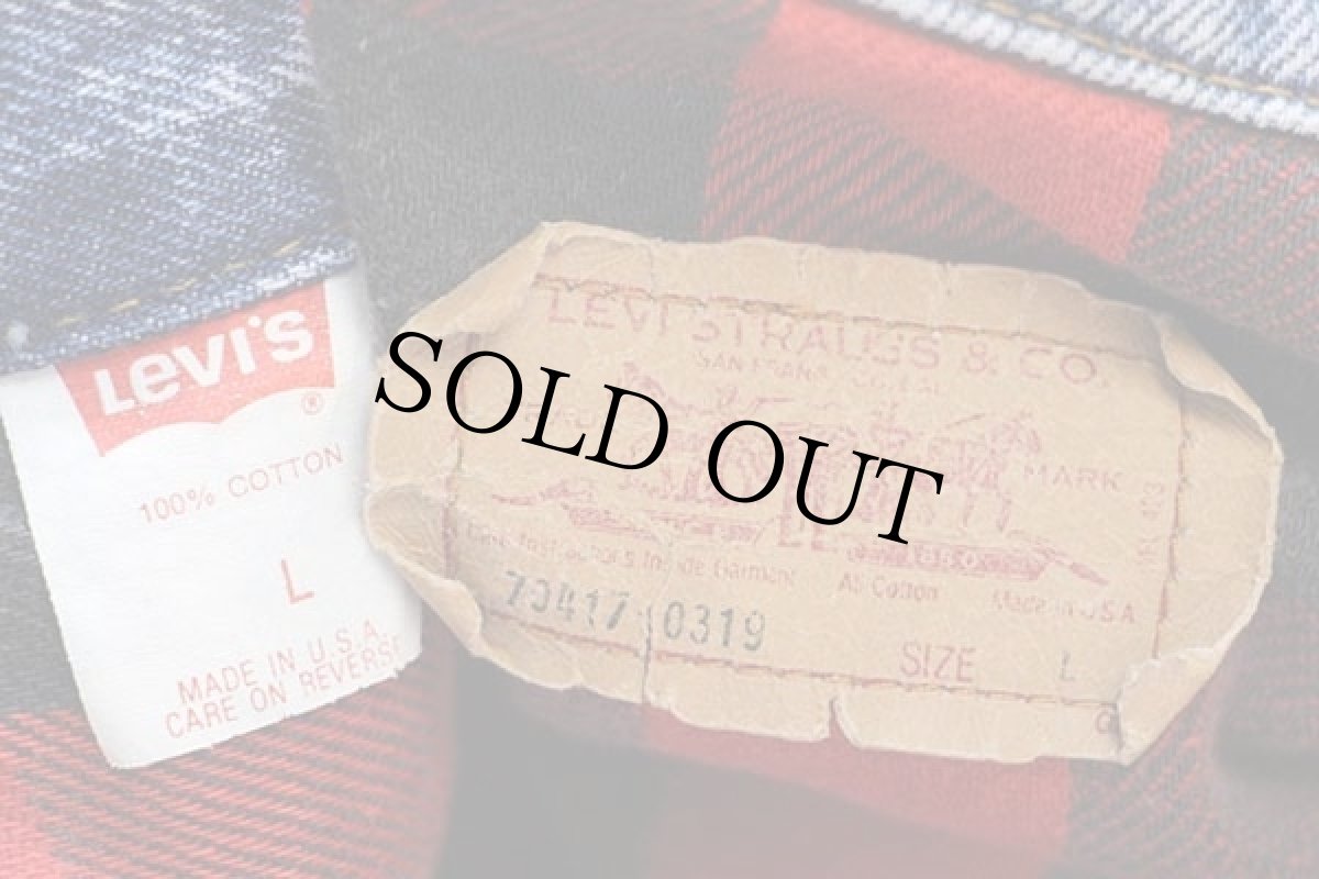 画像4: 80s USA製 Levi'sリーバイス 70417 バッファローチェック ネルライナー ケミカルウォッシュ デニムジャケット 4ポケット L★アシッド (4)