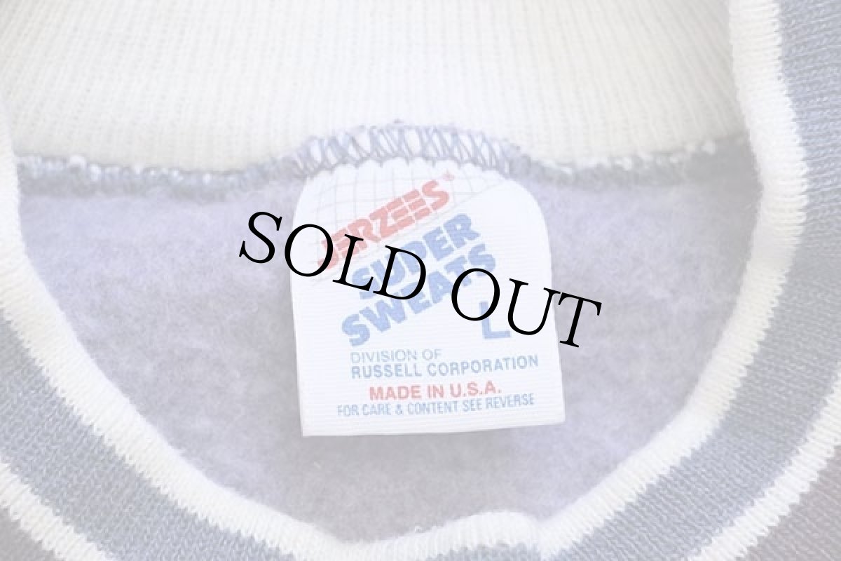 画像4: 90s USA製 nuvision リブライン スウェット ナス紺 フェード L (4)