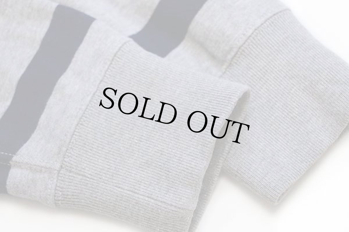 画像5: ポロ ラルフローレン ボーダー フード裏サーマル スウェットパーカー 杢グレー×紺 M (5)