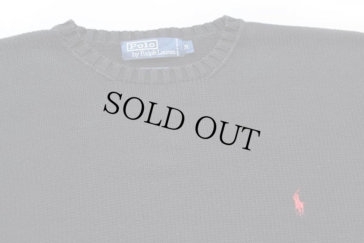 画像3: 90s ポロ ラルフローレン ワンポイント コットンニット セーター 黒 M (3)