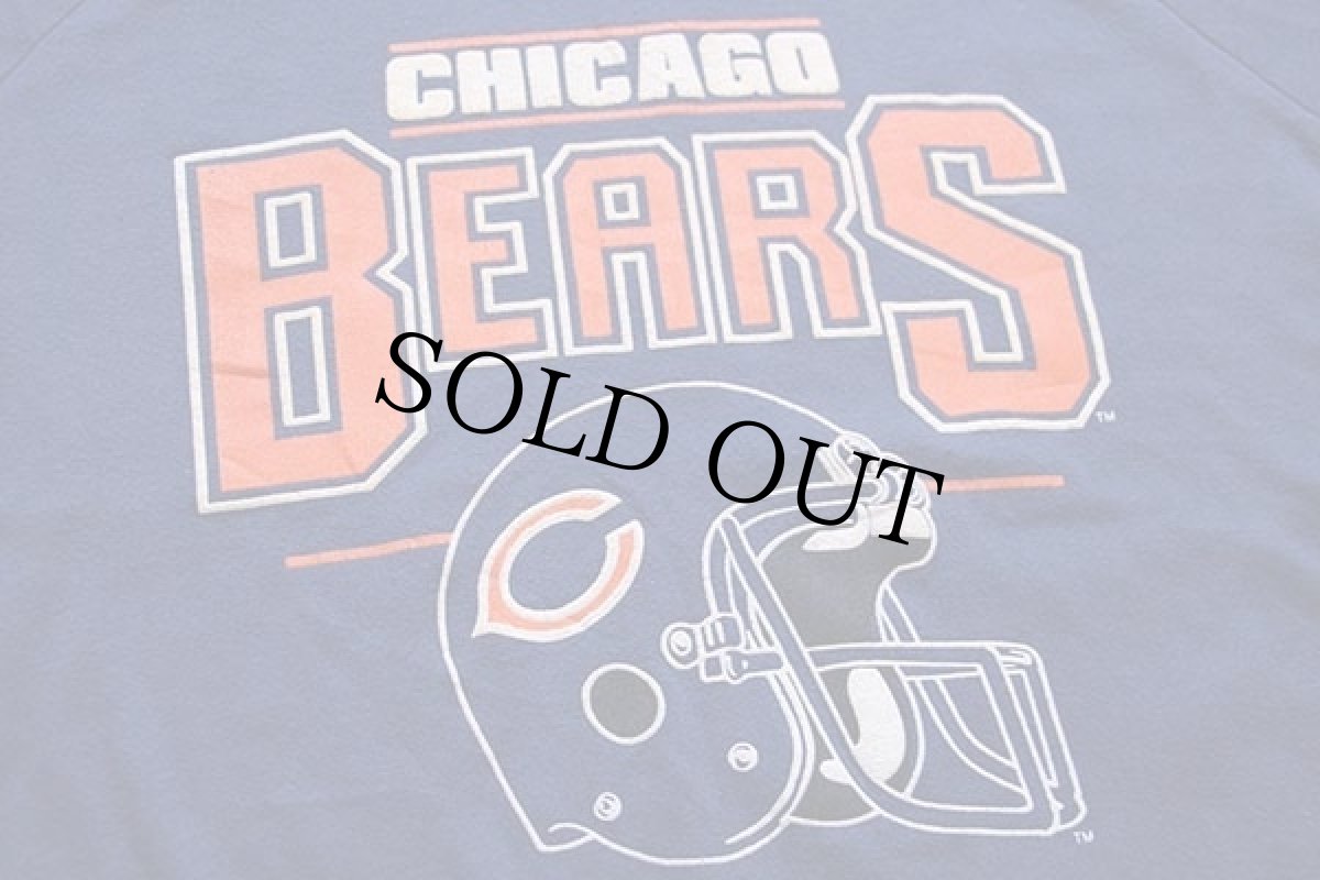 画像3: 80s USA製 GARAN NFL CHICAGO BEARS アメフト 発泡プリント スウェット 紺 L (3)