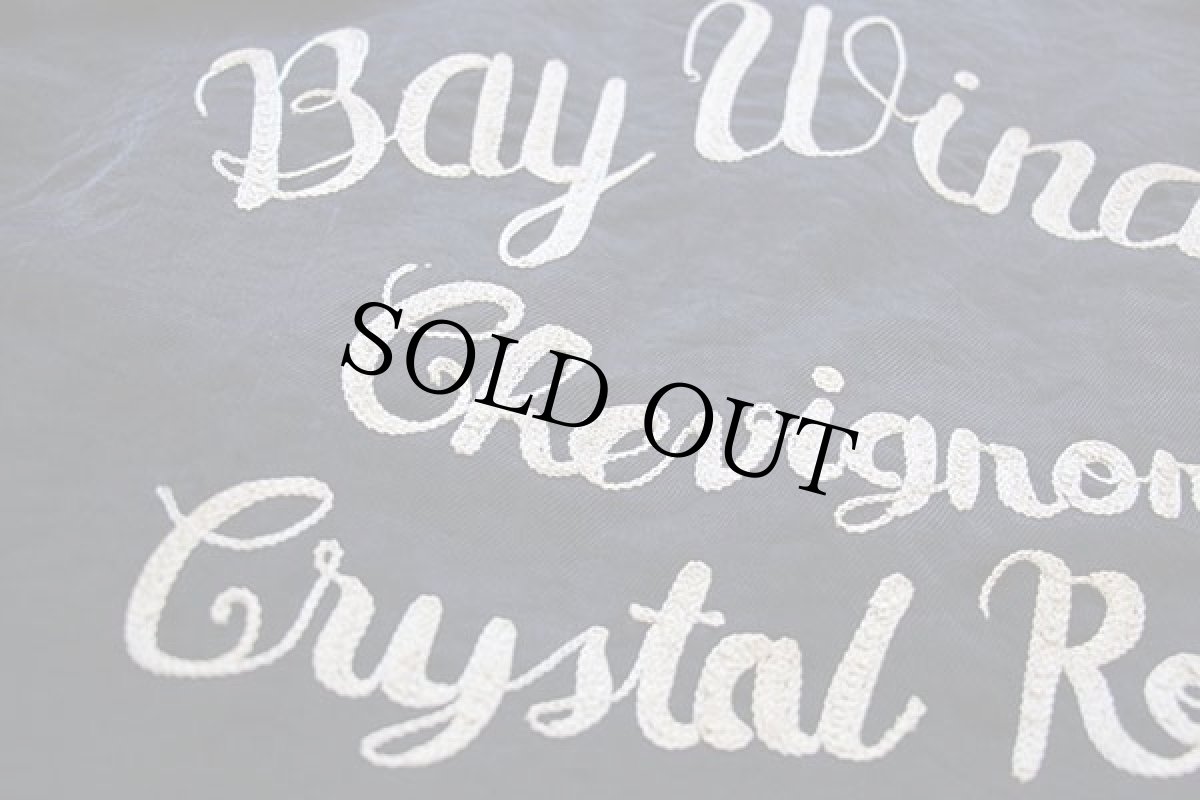 画像3: 80s フランス製 CHEVIGNON Bay Winds Chevignon Crystal Rock チェーン刺繍 レザー切り替え ナイロンジャケット 黒 M (3)