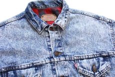 画像3: 80s USA製 Levi'sリーバイス 70417 バッファローチェック ネルライナー ケミカルウォッシュ デニムジャケット 4ポケット L★アシッド (3)
