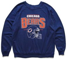 画像1: 80s USA製 GARAN NFL CHICAGO BEARS アメフト 発泡プリント スウェット 紺 L (1)