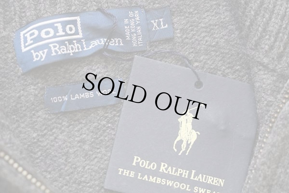 画像5: デッドストック★ポロ ラルフローレン ハイネック ハーフジップ ラムウールニット セーター グレー XL (5)