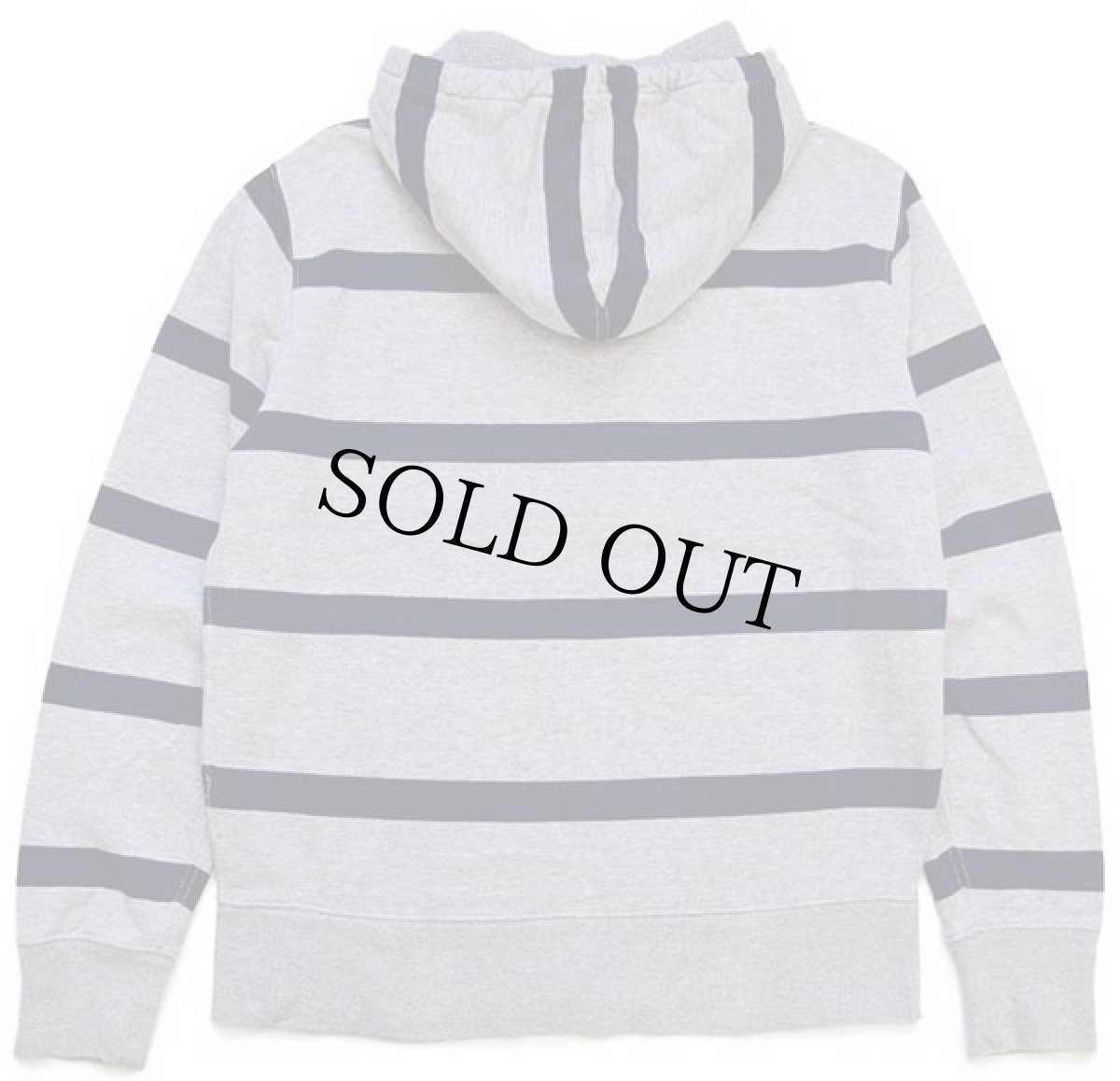 画像2: ポロ ラルフローレン ボーダー フード裏サーマル スウェットパーカー 杢グレー×紺 M (2)