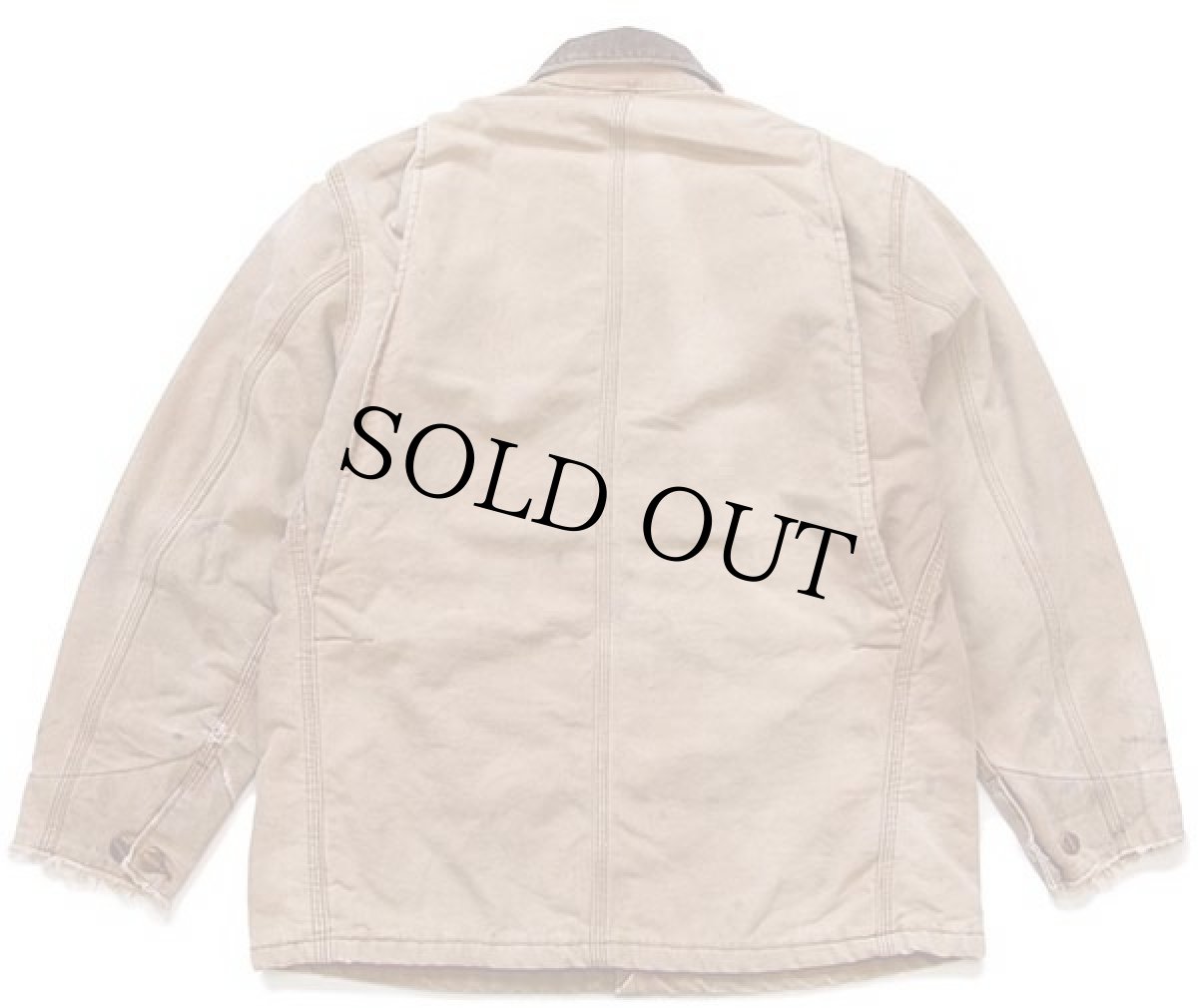 画像2: 80s carharttカーハート キルティングライナー ダック地 チョアコート カバーオール ボロ 茶 (2)