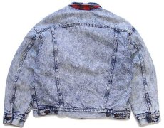 画像2: 80s USA製 Levi'sリーバイス 70417 バッファローチェック ネルライナー ケミカルウォッシュ デニムジャケット 4ポケット L★アシッド (2)