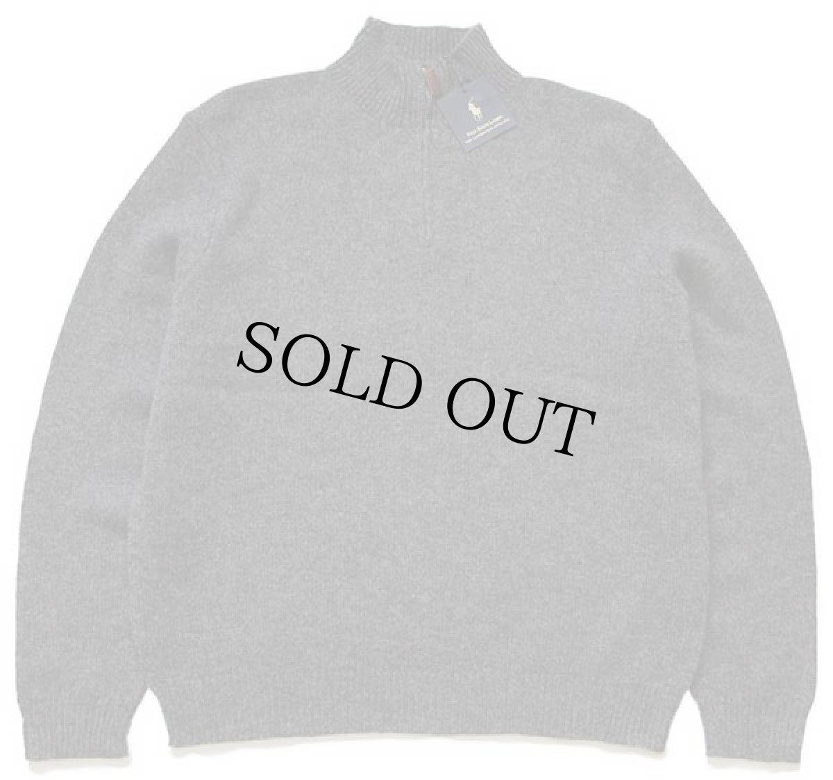 画像2: デッドストック★ポロ ラルフローレン ハイネック ハーフジップ ラムウールニット セーター グレー XL (2)