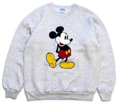 画像1: 80s USA製 Disneyディズニー ミッキー マウス スウェット 杢ライトグレー L (1)