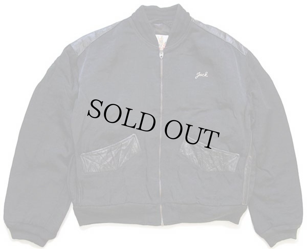 画像2: 80s フランス製 CHEVIGNON Bay Winds Chevignon Crystal Rock チェーン刺繍 レザー切り替え ナイロンジャケット 黒 M (2)