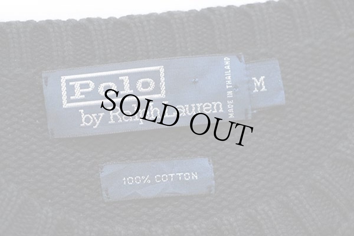 画像4: 90s ポロ ラルフローレン ワンポイント コットンニット セーター 黒 M (4)