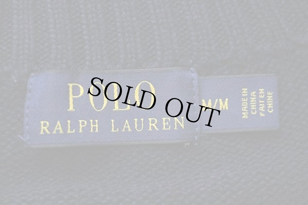 画像4: ポロ ラルフローレン ワンポイント ハイネック コットンニット セーター 紺 M (4)