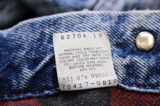 画像5: 80s USA製 Levi'sリーバイス 70417 バッファローチェック ネルライナー ケミカルウォッシュ デニムジャケット 4ポケット L★アシッド (5)