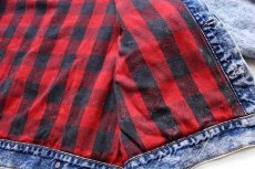 画像6: 80s USA製 Levi'sリーバイス 70417 バッファローチェック ネルライナー ケミカルウォッシュ デニムジャケット 4ポケット L★アシッド (6)