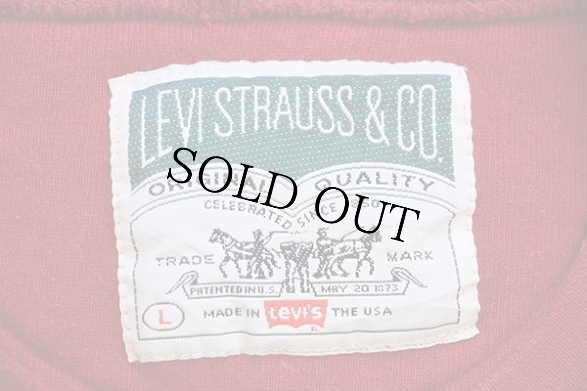 画像4: 90s USA製 LEVI'Sリーバイス ワンポイント スウェット 濃赤 L (4)