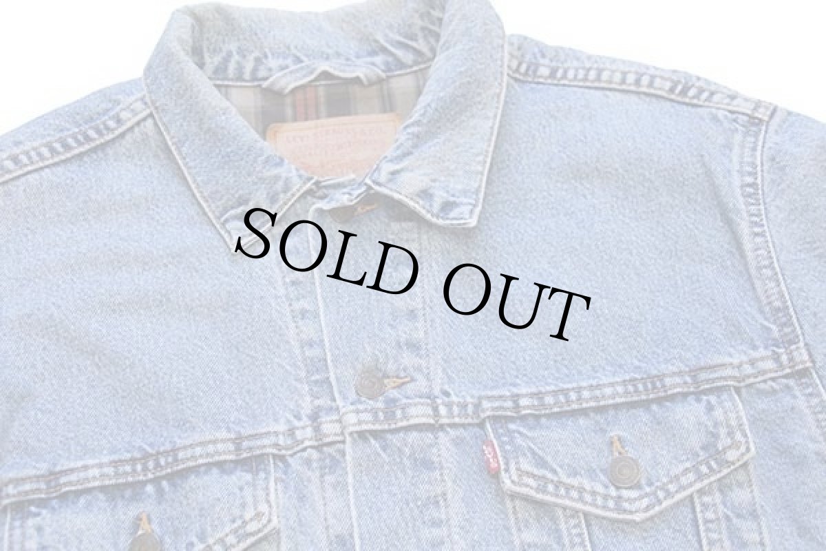 画像3: 90s Levi'sリーバイス 70518 チェック ネルライナー デニムジャケット 4ポケット L (3)