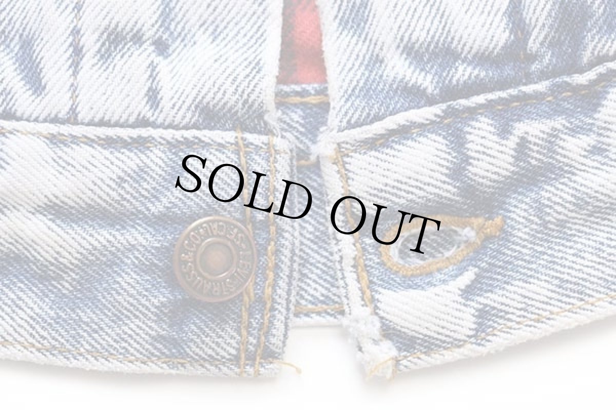 画像7: 80s USA製 Levi'sリーバイス 70417 バッファローチェック ネルライナー ケミカルウォッシュ デニムジャケット 4ポケット L★アシッド (7)