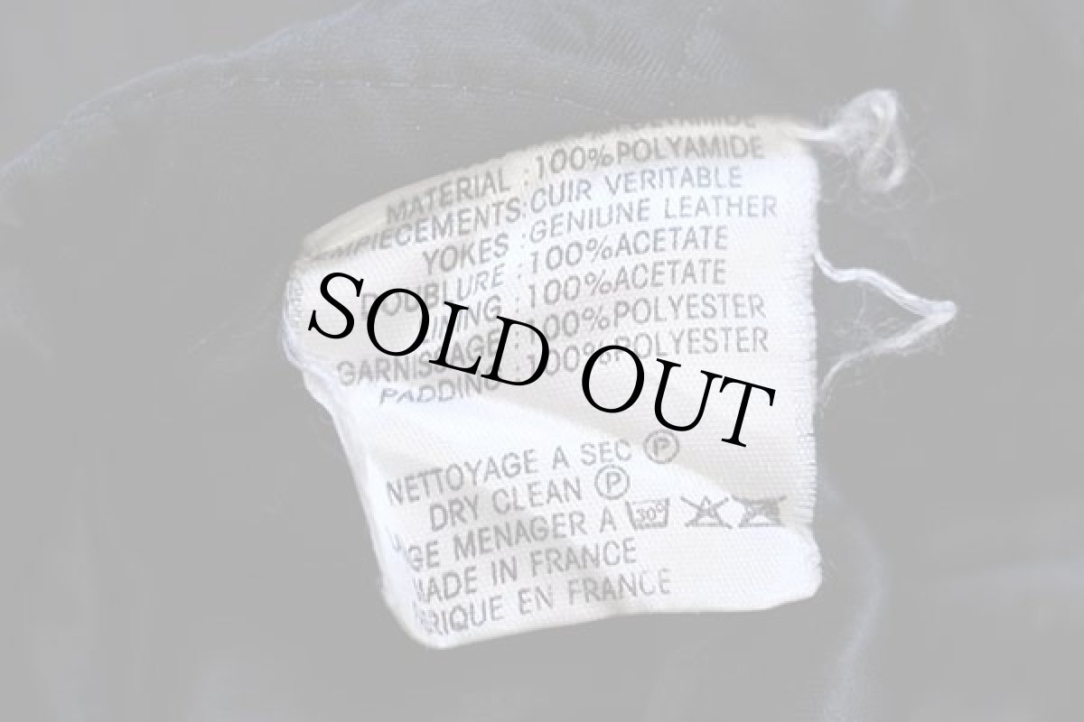 画像6: 80s フランス製 CHEVIGNON Bay Winds Chevignon Crystal Rock チェーン刺繍 レザー切り替え ナイロンジャケット 黒 M (6)