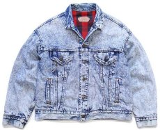 画像1: 80s USA製 Levi'sリーバイス 70417 バッファローチェック ネルライナー ケミカルウォッシュ デニムジャケット 4ポケット L★アシッド (1)