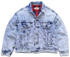 画像1: 80s USA製 Levi'sリーバイス 70417 バッファローチェック ネルライナー ケミカルウォッシュ デニムジャケット 4ポケット L (1)