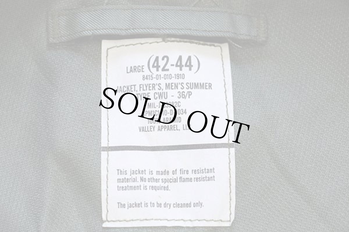 画像4: 10 米軍 USAF CWU-36/P アラミド フライトジャケット セージグリーン L (4)