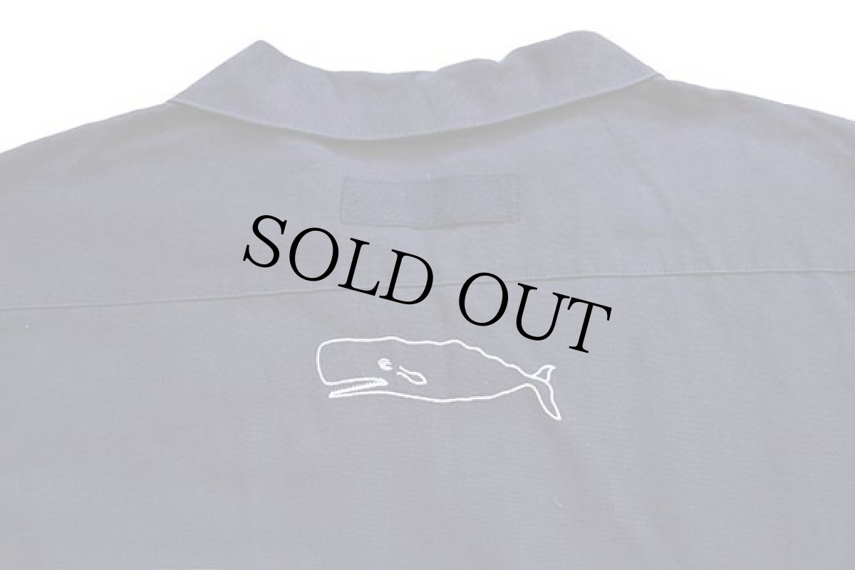 画像4: EU製 Peter cafe sport クジラ 刺繍 プルオーバー コットン キャンバス シャツ 紺 L (4)