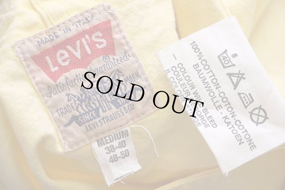 画像4: 80s イタリア製 Levi'sリーバイス コットン キャンバス ベスト パステルカラー イエロー M★ユーロ (4)